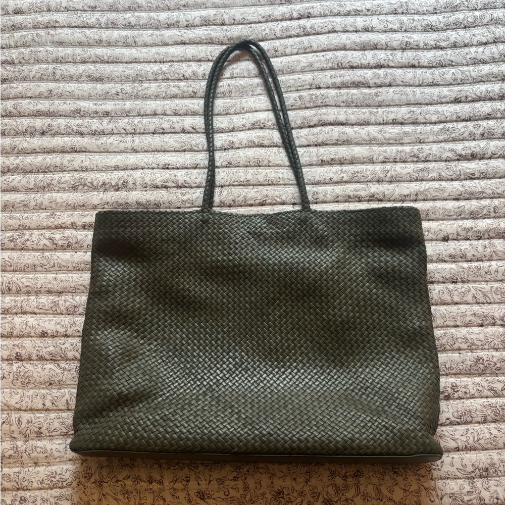 Quince Italian Leather Handwoven Tote - Picture 8 of 11